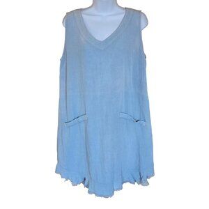 Light Blue V-Neck Sleeveless Tunic With Pockets boho lightweight nautical beach